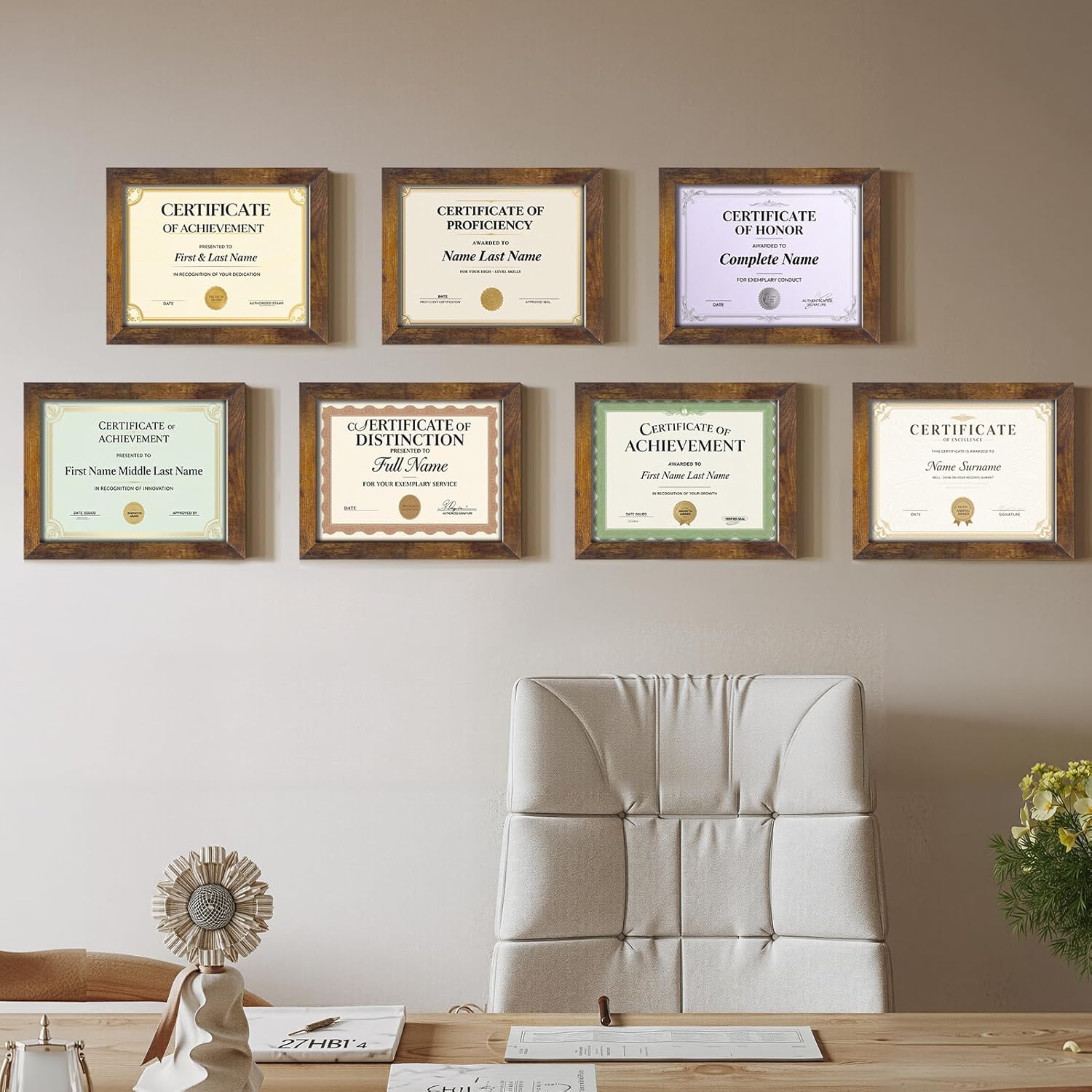 Certifications wall at Dr.Nitin Parate - Denart Clinic
